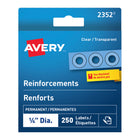 Avery Clear Self-Adhesive Permanent Reinforcement Labels, 1/4", Clear Mylar, 250 Pack, (32203)-Reinforcement