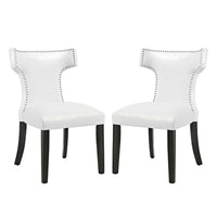 Modway Curve Vinyl Dining Chair - White - 2 Pack-Solid Wood Frame