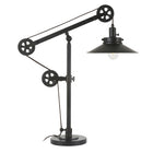 Hudson&Canal Descartes 29" Tall Wide Brim/Pulley System Table Lamp with Metal Shade - Blackened Bronze/Blackened Bronze-Clean with a soft, dry cloth and no harsh chemicals or abrasive cleaning materials