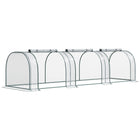 Outsunny 11.5' x 3' x 2.6' Plastic Mini Tunnel Greenhouse with Steel Frame & Zipped Doors- Backyard greenhouse with high-quality steel tube and Plastic cover     
 