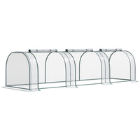 Outsunny 11.5' x 3' x 2.6' Plastic Mini Tunnel Greenhouse with Steel Frame & Zipped Doors- Backyard greenhouse with high-quality steel tube and Plastic cover     
 