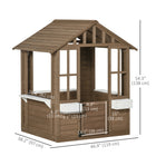 Outsunny Outdoor Kids Wooden Cottage Playhouse with Doors and Flower Pot Holders - Brown-3 windows provide good ventilation and view 