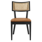 Modway Caledonia Vegan Leather Upholstered Wood Dining Chairs - Black/Tan - 2 Pack-10