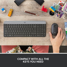 Logitech MK470 Slim Wireless Keyboard and Mouse Combo - Graphite-Comfortable ambidextrous 3 button mouse with high precision optical tracking and mechanical scroll wheel