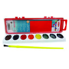 Charles Leonard Semi-Moist WaterColour Paint Set - 8 Colour Oval Pan with Brush - 36 Set-Sold as 36 sets, each set includes 8 vibrant colors and 1 nylon brush