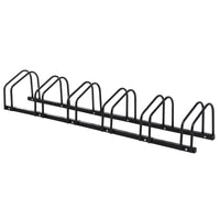 HOMCOM 6-Bike Bicycle Floor Parking Rack for Indoor and Outdoor Use - Black-Made from heavy duty steel for long term durability