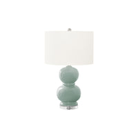 Monarch Specialties 25" H Contemporary Table Lamp - Blue Ceramic / Ivory / Cream Shade-A contemporary, trendy and stylish 25"H blue ceramic table lamp in a double gourd shape on top of a thick, acrylic crystal-like base and topped with a chic drum ivory shade