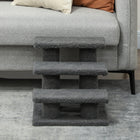 PawHut 3-Step Carpeted Pet Stairs - Dark Grey-Colour: Dark Grey 