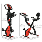 Soozier 3 in 1 Folding Exercise Bike w/ 8-Level Magnetic Resistance - Red-Includes a pair of tension rope to help better improve upper body strength 