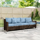 Outsunny 4-Seater Modular Patio Outdoor Couch - Blue-Enjoy comfort with plush seat cushions, back cushions and extra pillows