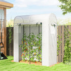 Outsunny Mini Greenhouse with Roll-up Door & Mesh Windows - 6' x 2' x 6.6' - White- Guy ropes and ground stakes offer enhanced stability
 