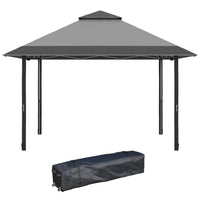Outsunny 13 ft W x 13 ft L Outdoor Pop-Up Party Tent Canopy with Top Vent - Grey-Large size pop-canopy tent can comfortably fit a medium ground of people