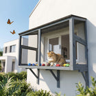 PawHut Catio Outdoor Enclosure for Window, Outdoor Cat House, 39.4" L - Grey-Features a fine mesh to prevent mosquitoes from entering your home