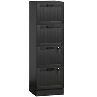 HOMCOM 4-Drawer Letter/A4 Filing Cabinet with Lock - Black-Four file drawers minimizes office clutter
