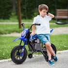 Qaba Kids 12V Dirt Bike with Twist Grip Throttle, Training Wheels and Music - Blue-Dual 12V motors provides a powerful drive 