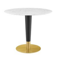 Modway Zinque 36" Artificial Marble Dining Table - Gold White-Modern Dining Table