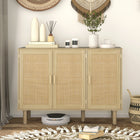 HOMCOM Boho 46.9" L Sideboard - Oak-Rattan doors elevate interior style with a bohemian flair