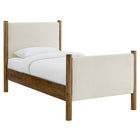 Modway Maven Twin Size Fabric Upholstered Platform Bed - Ivory Walnut-Assembly Required