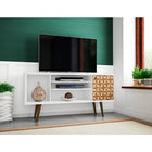 Manhattan Comfort Liberty 53.14" TV Stand, White/3D Brown (200AMC67)-Upon Assembly, Measures: 53.14 in. Length, 26.57 in. Height, 14.17in. Depth.