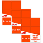JAM Paper Mailing Address Labels, 3 1/3 x 4, Neon Red, 3 sets of 120 (354328040g)-Size: 4" x 3.33"