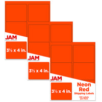 JAM Paper Mailing Address Labels, 3 1/3 x 4, Neon Red, 3 sets of 120 (354328040g)-Size: 4" x 3.33"
