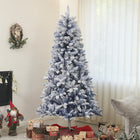 HOMCOM 7' Snow-Flocked Artificial Christmas Tree with Hinged Tips - White-Flame retardant branches enhance safety during the festive season 