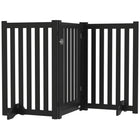 PawHut 3-Panel Foldable Dog Gate with Feet - Black-Made of MDF, robust gate 