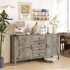 HOMCOM Farmhouse 59.2" L Sideboard Buffet Cabinet with Thick Top - Grey Wash-Four drawers and two side cabinets with three-level adjustable shelves keep the top neatly organized 