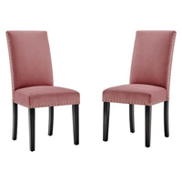 Modway Parcel Performance Velvet Dining Side Chairs - Dusty Rose - 2 Pack-Modern Accent Chair
