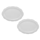 Casa Domani Florence Oval Platter - 35 x 25cm - White - 2 Pack -Made of Porcelain featuring a delicate embossed pattern on scalloped profile.