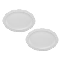 Casa Domani Florence Oval Platter - 35 x 25cm - White - 2 Pack -Made of Porcelain featuring a delicate embossed pattern on scalloped profile.