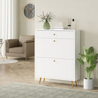 HOMCOM Shoe Storage Cabinet with 2 Flip Drawers for 12 Pairs - White-Two flip drawers hold up to 12 pairs of shoes