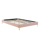 Modway Amber Full Platform Bed with Gold Metal Legs - Pink-FULL SIZE PLATFORM BED - Resting on gold metal legs with non-marking caps, this full size bed effortlessly updates bedroom decor. Dimensions: 81.5"L x 63.5"W x 45-53"H; Weight Limit: 800 lb