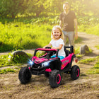 Qaba 12V Battery Powered Electric UTV with Slow Start - Pink-Once charged, it provides children with plenty of opportunities for outdoor fun 