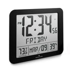 Marathon Atomic Wall Clock with Indoor/Outdoor Temperature - Black (CL030027FD-BK)-Features large, easy to read 2" high display