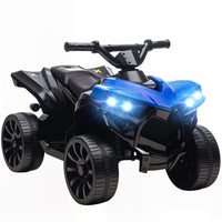 Qaba Kids ATV 4 Wheeler - 6V Battery Powered with Music & LED Headlights - Blue-Powerful 6V motor drives on various terrains, sparking curiosity
