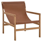 Modway Sonora Leather Sling Chair - Chestnut Tan-Teak Wood Frame