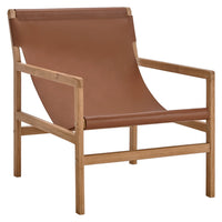 Modway Sonora Leather Sling Chair - Chestnut Tan-Teak Wood Frame