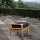 Modway Marina Outdoor Patio Teak Ottoman - Natural/Navy-Richly textured wood graining