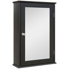 Kleankin Wall Mount Bathroom Mirror Cabinet with Shelves - Black-Wall-mounted design, maximize wall space
