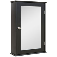 Kleankin Wall Mount Bathroom Mirror Cabinet with Shelves - Black-Wall-mounted design, maximize wall space