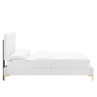 Modway Current Performance Velvet Full Platform Bed with Gold Metal Legs - White-Bed Frame Weight Capacity: 800 lb