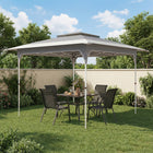 Outsunny 11.5 ft W x 11.5 ft L ft Pop Up Canopy Tent with 1-Button Push Setup - Dark Grey-Two tier top for better airflow and heat dissipation