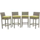 Modway Conduit Outdoor Patio Wicker Rattan Bar Stool - Light Gray Peridot - Set of 4-Modern Outdoor Bar Stool