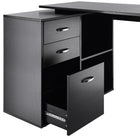 HOMCOM 46" L-Shaped Desk with Drawers - Black-Suitable for home study, office, studio etc
