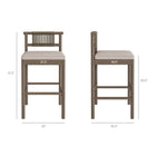 Modway Eleni Outdoor Teak Wood Bar Stools 2-Piece Set - Weathered Grey/Pebble-Woven Rope Backrest