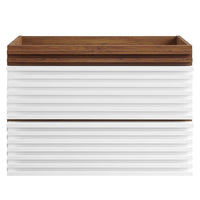 Modway Render 30" Wall-Mount Bathroom Vanity Cabinet - White/Walnut-Mid-Century Modern Vanity