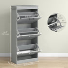 HOMCOM Narrow Shoe Cabinet with Flip Drawers & Adjustable Shelf - Grey-Painted surface makes it easy to clean