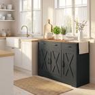 HOMCOM 43" Farmhouse Sideboard Buffet Cabinet for TVs up to 50 Inch with Barn Doors - Black-A robust tabletop supports up to 110 lbs, suitable for appliances or decor