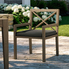 Modway Northlake Outdoor Teak Dining Armchair - Flint Grey-Weather-Resistant Cushion